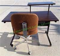 Vintage Rolling Metal Desk with Office Chair