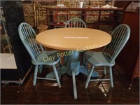 Wood Table & 3 Chairs Set