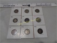 Collection of 9 Liberty "V" Nickels