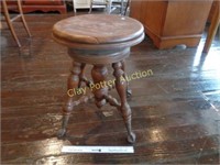 Antique Piano Stool w/Glass Ball & Claw