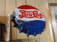 Embossed Metal Pepsi Bottle Cap Sign