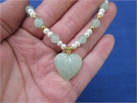 nice genuine pearls & gemstone necklace