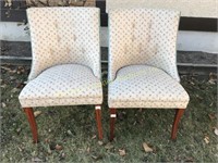 TWO MAHOGANY BUTTON BACK OCCASIONAL CHAIRS
