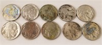 (10) Mixed Dates (1930's) Buffalo Nickels