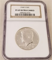1968 S PF 69 Ultra Cameo Kennedy Half Dollar