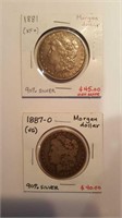 1887 and 1881 Morgan dollar