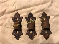 3 cast iron wall mounted oil lamp hangers