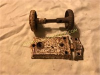 Cast Iron Door set w/ ornate cast knobs & latch