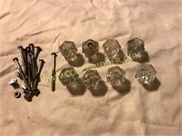 8 antique glass knobs