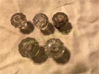 5 antique glass glass knobs