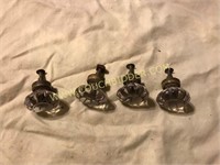4 large antique fancy brass collared knobs
