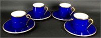 Blue Demitasse Tea Cups & Saucers (4)