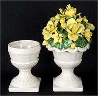Capodimonte Porcelain Vase Yellow Roses