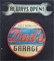 Metal 2 Piece dad's garage Sign