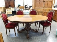ANTIQUE 19C FRENCH DINING TABLE W 4 CHAIRS