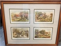 4PC CURRIER & IVES PRINTS