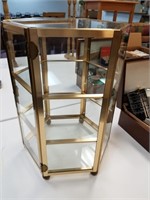 BRASS AND GLASS TABLETOP CURIO NO HANDLE