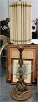 VTG FLOOR LAMP / ACCENT TABLE W GLASS TOP