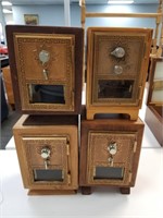 LOT OF 4 POST OFFICE STYLE COIN BANKS