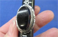 larger black onyx sterling silver ring - sz 6.5