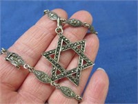 nice "star of david" sterling pendant & necklace