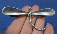 vintage sterling silver dragonfly brooch - mexico