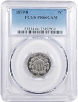 Gem Cameo Proof 1879/8 Shield Nickel.