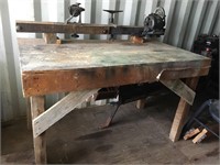 Large workbench with lathe.