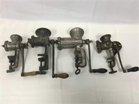 Lot of 4 meat grinders.