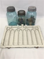 Mason jars and vent cover.