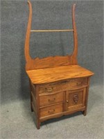 Oak Wash Stand with Towel Rack