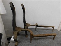 Cast iron andirons, 19" tall x 23" long