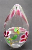 MURANO Style Art Glass Paperweight w/ Flowers