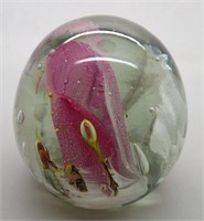 MURANO Style Art Glass Paperweight w/ Pink