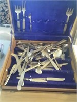 wood case with flatware