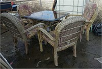 Metal & Wicker Patio Table & Chairs