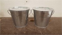 (2) Galvanized Pails with Citronella Candles-
