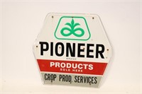 Pioneer Products Embossed Tin Sign