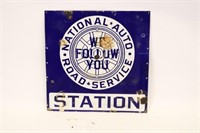 National Auto Road Service Station Porcelain Sign