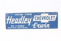 Wooden Headley Erwin Chevrolet Sign