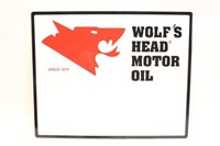 Wolfs Head Motor Oil Embossed Tin Sign
