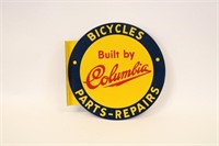 Columbia Bicycle Parts & Repairs Tin Flange Sign