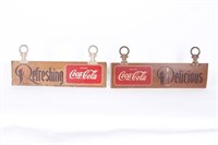 Coca-Cola Delicious Refreshing Wooden Sign 1940's