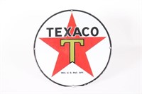 Texaco Black T Tanker Truck Door Porcelain Sign