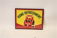 Coca-Cola 1941 NOS Home Refreshment Framed Sign