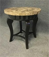 Round Marble And Metal End Table