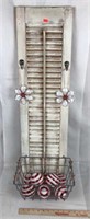 Wood Window Shutter with Christmas Ornaments