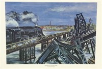 WW2 Art entitled Wreckage of a German Bridge