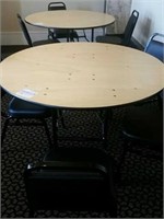 2 Round Folding Tables with Chairs