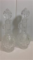 Two crystal oil and vinegar decanters